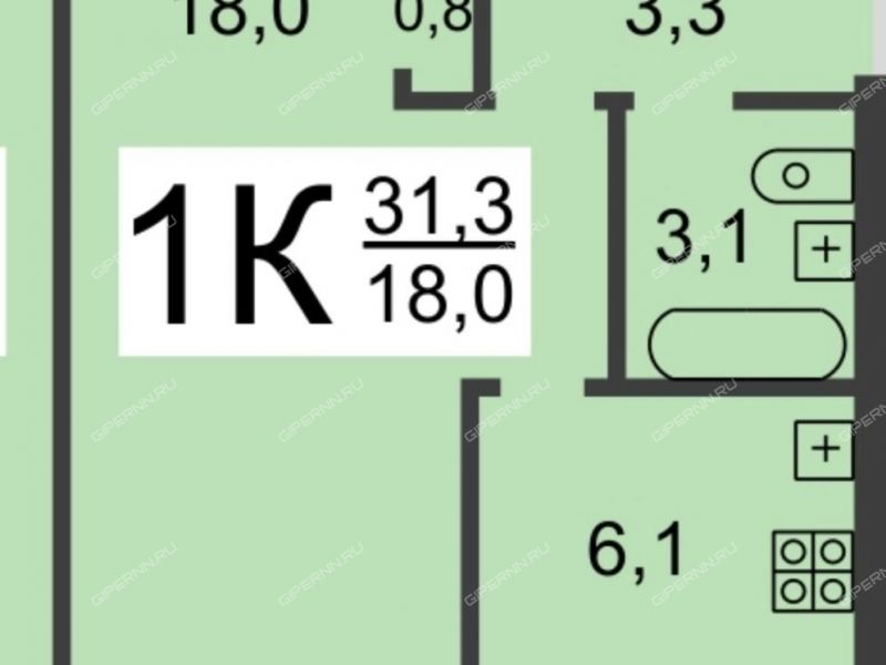 однокомнатная квартира на улице Спутника дом 7а