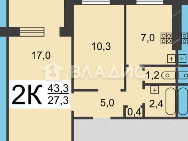 двухкомнатная квартира на проспекте Гагарина дом 208