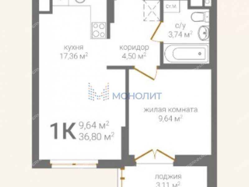 однокомнатная квартира в новостройке на 2-й Оранжерейной улице дом 4