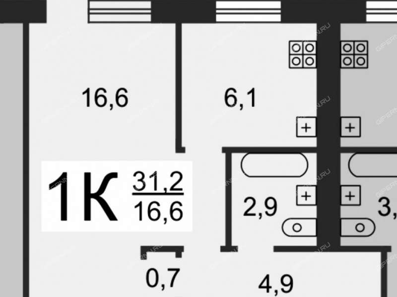 однокомнатная квартира на улице Козицкого дом 2