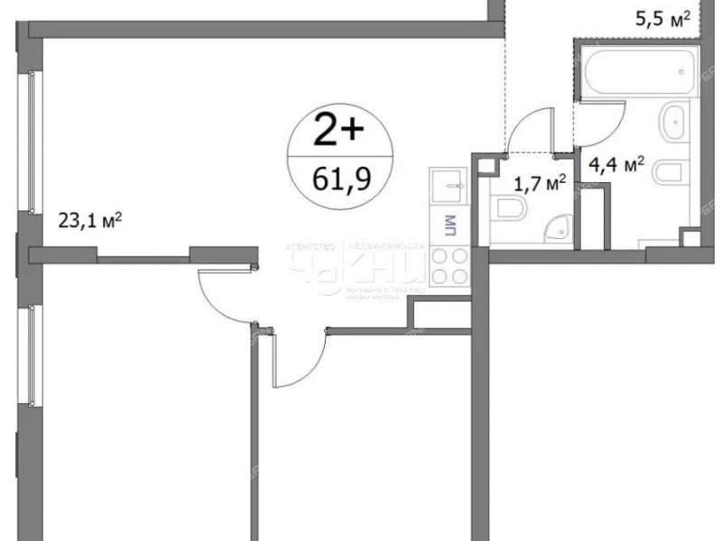 двухкомнатная квартира на улице Сергея Акимова дом 50