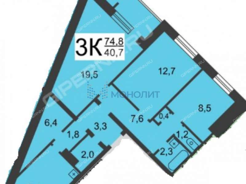трёхкомнатная квартира на Южном шоссе дом 6