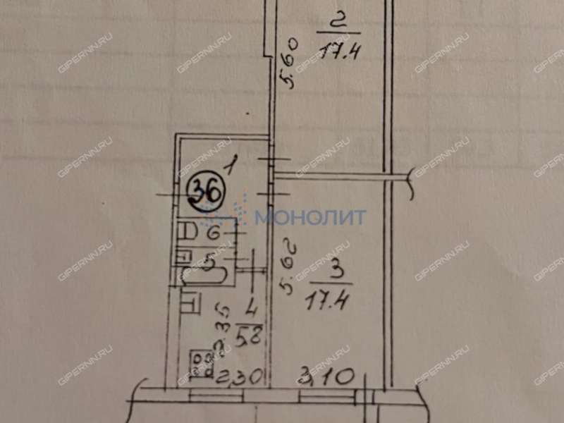 двухкомнатная квартира на улице Будённого дом 11 город Дзержинск