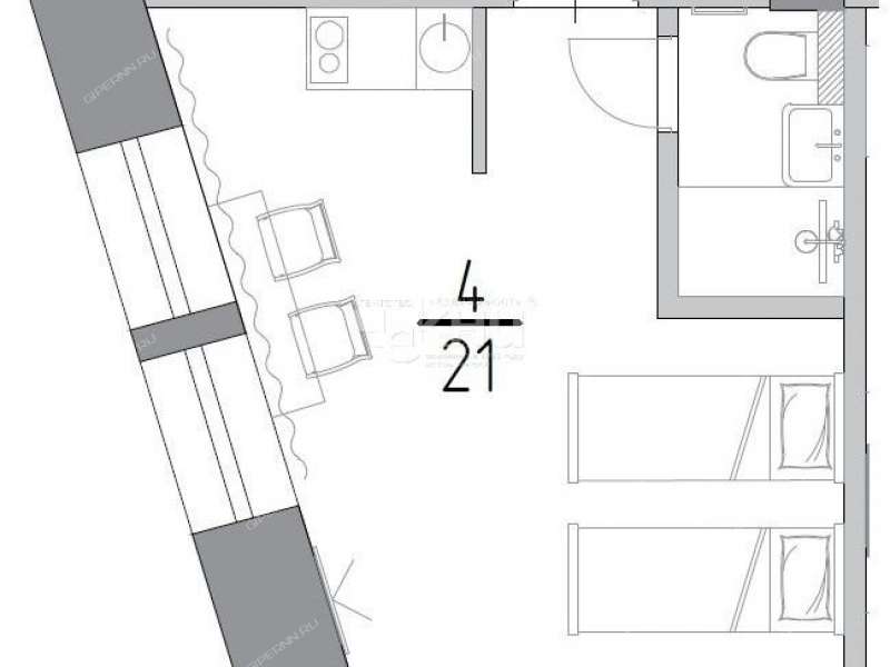 однокомнатная квартира на Алексеевской улице дом 24/27