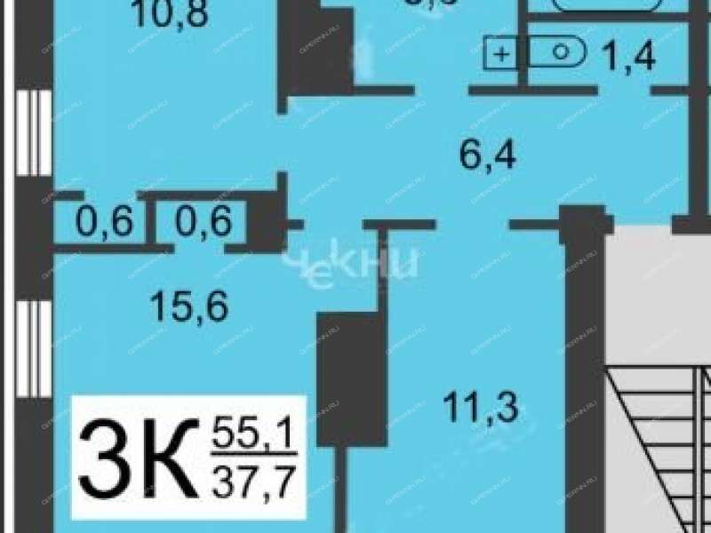 трёхкомнатная квартира на улице Искры дом 3